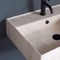 Beige Travertine Design Ceramic Wall Mounted Double Sink With Matte Black Towel Holder